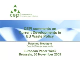 European Paper Week Brussels, 30 November 2005