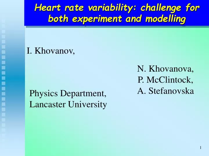 heart rate variability challenge for both experiment and modelling
