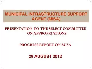 MUNICIPAL INFRASTRUCTURE SUPPORT AGENT (MISA)