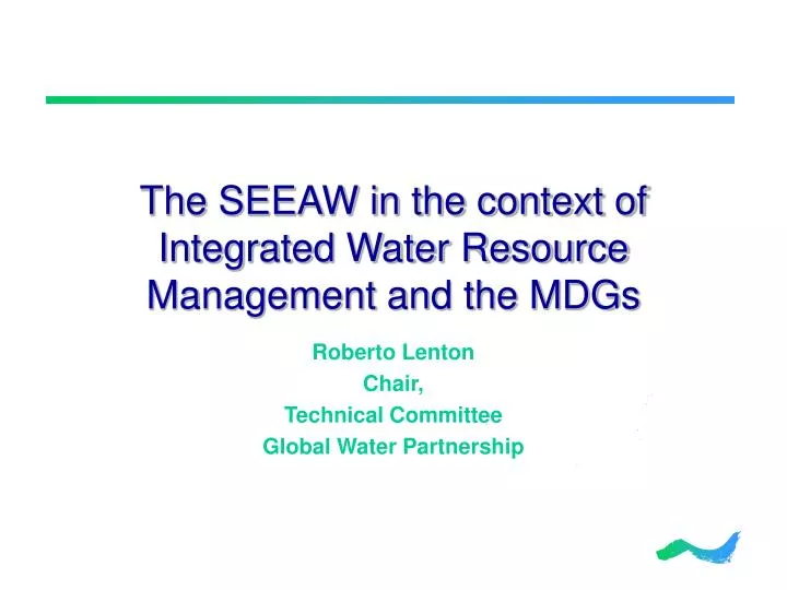 the seeaw in the context of integrated water resource management and the mdgs