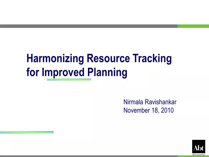 harmonizing resource tracking for improved planning