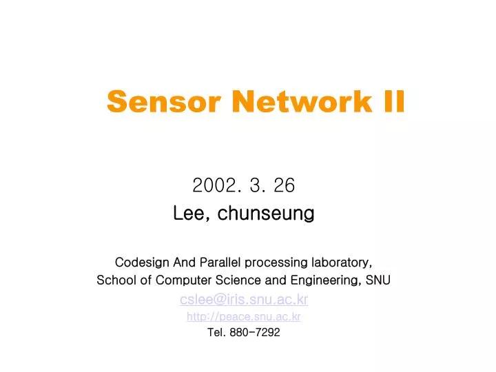 sensor network ii