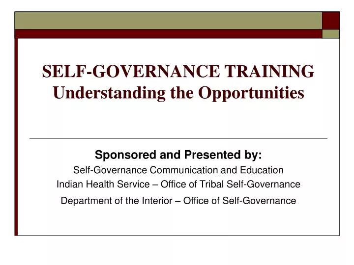 self governance training understanding the opportunities