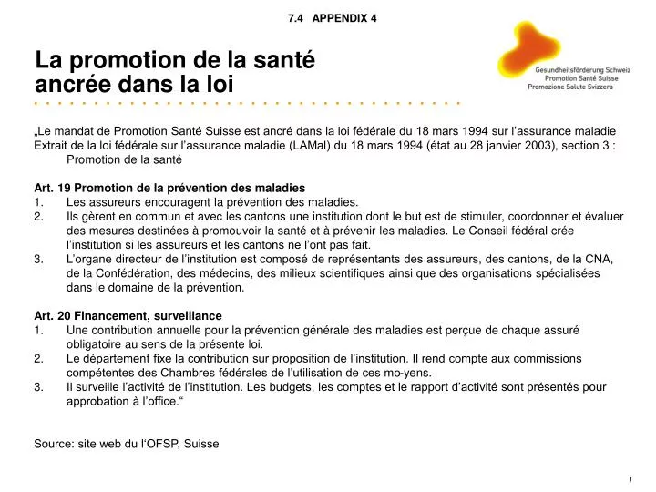 la promotion de la sant ancr e dans la loi