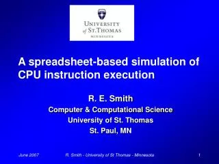A spreadsheet-based simulation of CPU instruction execution