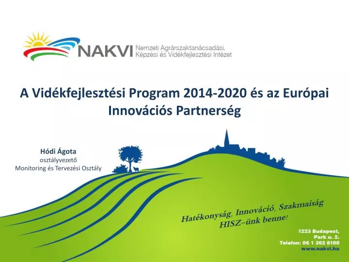 a vid kfejleszt si program 2014 2020 s az eur pai innov ci s partners g