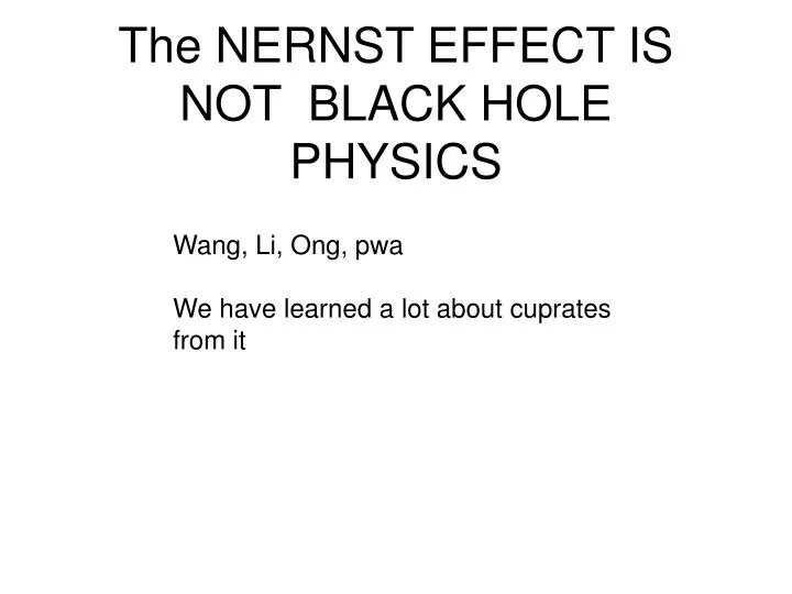 the nernst effect is not black hole physics