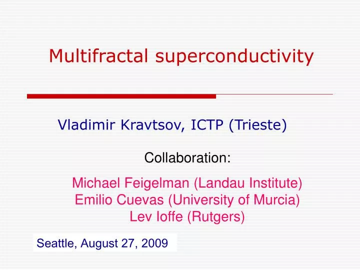 multifractal superconductivity