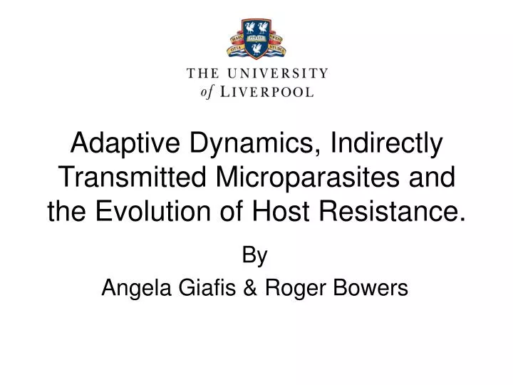 adaptive dynamics indirectly transmitted microparasites and the evolution of host resistance