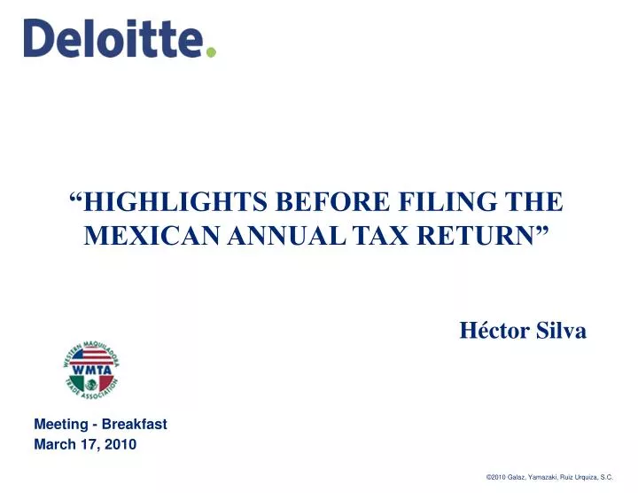 highlights before filing the mexican annual tax return h ctor silva
