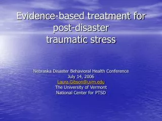 Evidence-based treatment for post-disaster traumatic stress