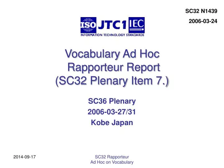 vocabulary ad hoc rapporteur report sc32 plenary item 7