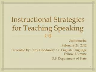 Instructional Strategies for Teaching Speaking