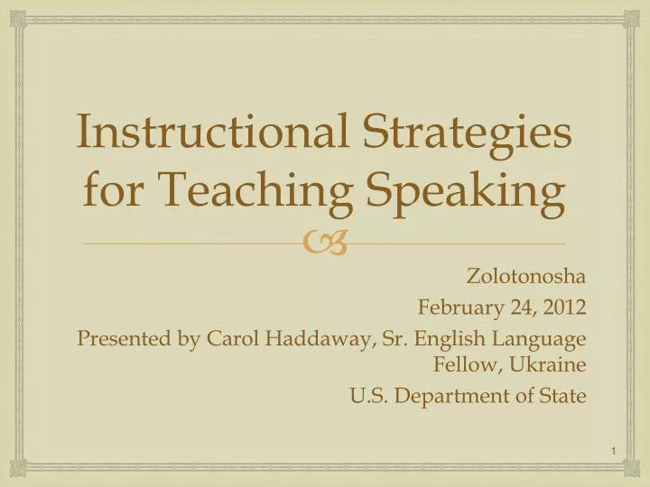 instructional strategies for teaching speaking