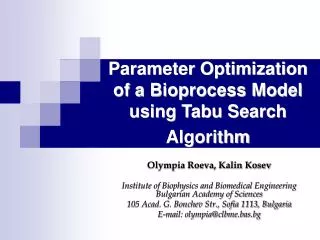 Parameter Optimization of a Bioprocess Model using Tabu Search Algorithm