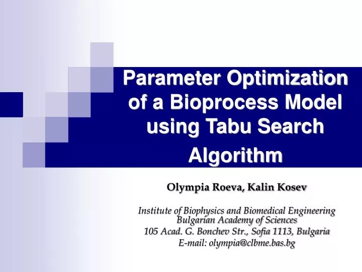 parameter optimization of a bioprocess model using tabu search algorithm