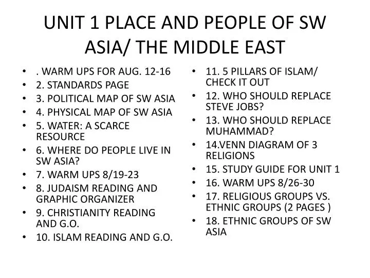 unit 1 place and people of sw asia the middle east