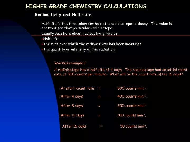 higher grade chemistry calculations