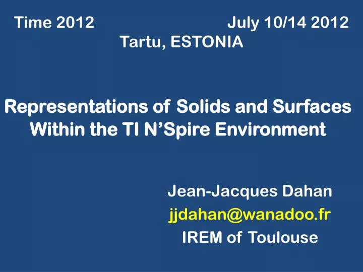 representations of solids and surfaces within the ti n spire environment