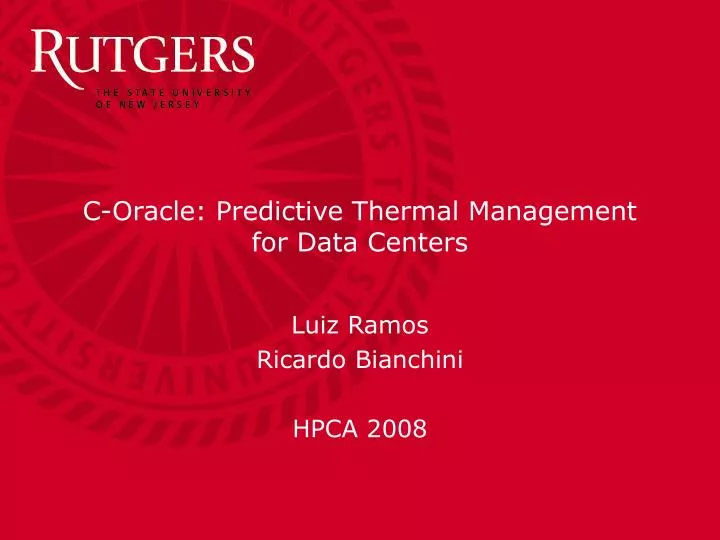 c oracle predictive thermal management for data centers