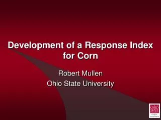 Development of a Response Index for Corn