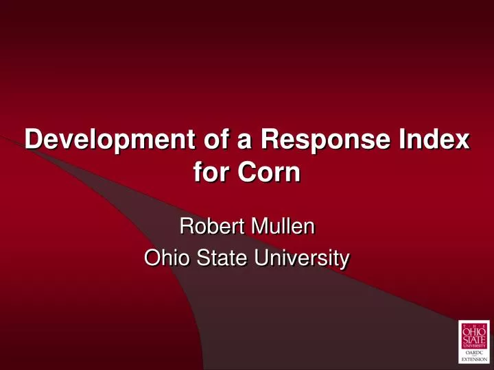 development of a response index for corn