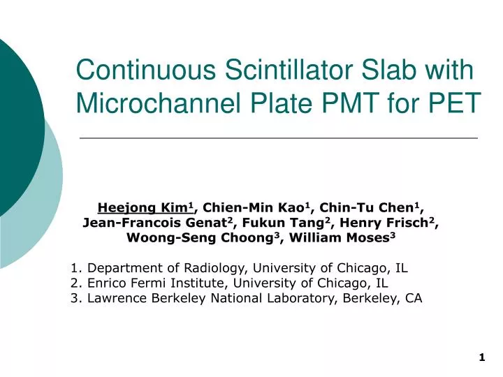 continuous scintillator slab with microchannel plate pmt for pet