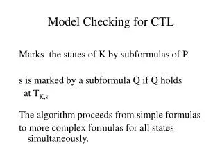 Model Checking for CTL