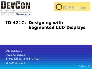 ID 421C:	Designing with Segmented LCD Displays