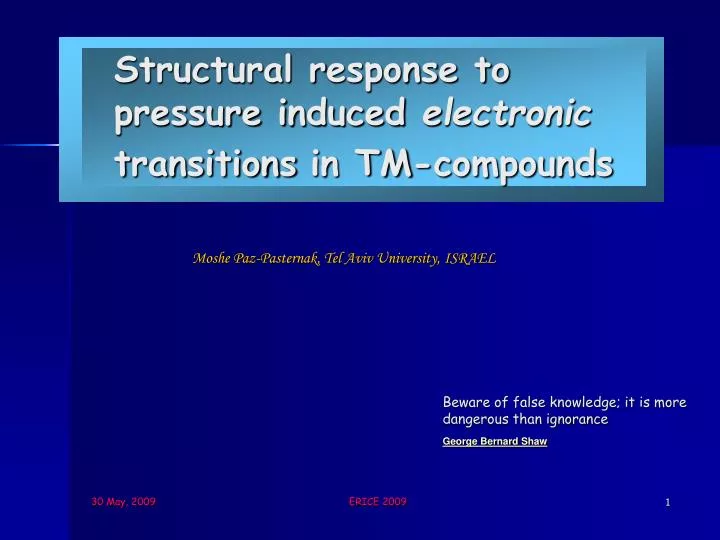 structural r espon s e to p ressure i nduced e lectronic t ransitions in tm compounds