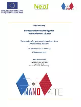 1st Workshop European Nanotechnology for Thermoelectrics Cluster