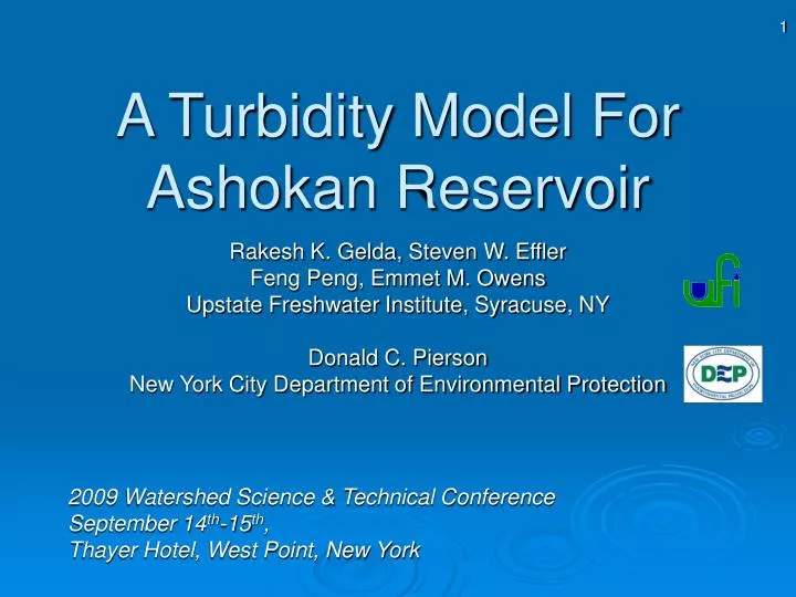 a turbidity model for ashokan reservoir