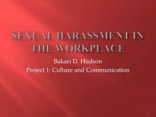 Sexual Harassment in the workplace