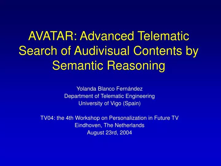 avatar advanced telematic search of audivisual contents by semantic reasoning