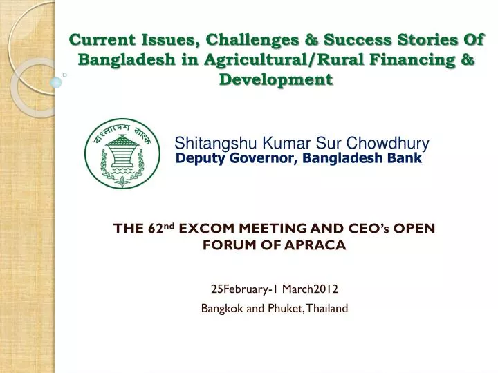 current issues challenges success stories of bangladesh in agricultural rural financing development