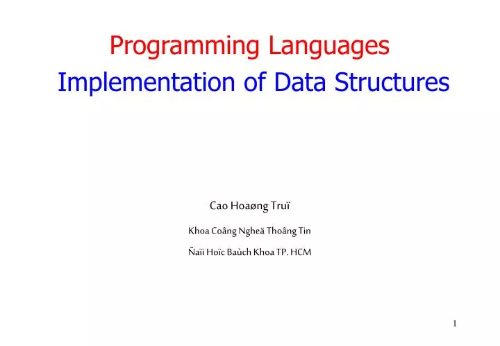 programming languages implementation of data structures