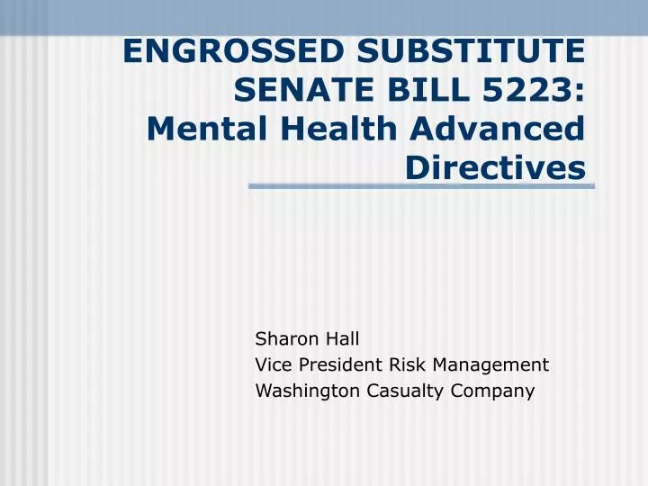 engrossed substitute senate bill 5223 mental health advanced directives
