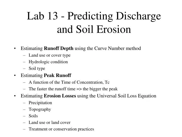 lab 13 predicting discharge and soil erosion