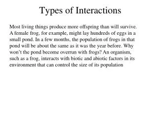 Types of Interactions