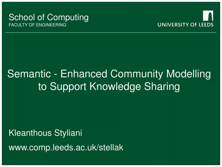 semantic enhanced community modelling to support knowledge sharing