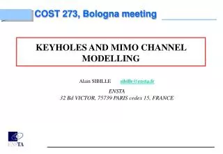 KEYHOLES AND MIMO CHANNEL MODELLING
