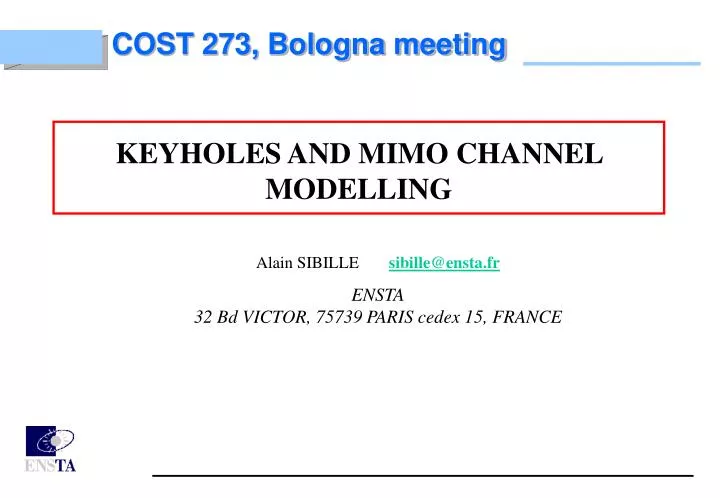 keyholes and mimo channel modelling