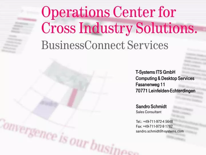 operations center for cross industry solutions businessconnect services