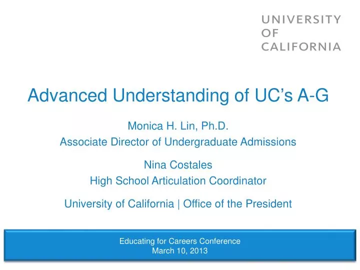 advanced understanding of uc s a g