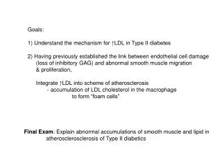 Goals: 1) Understand the mechanism for ?LDL in Type II diabetes
