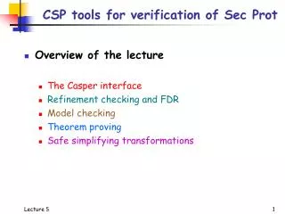 CSP tools for verification of Sec Prot