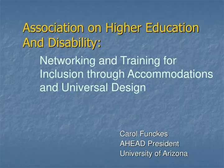 association on higher education and disability