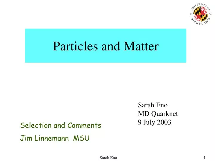 particles and matter
