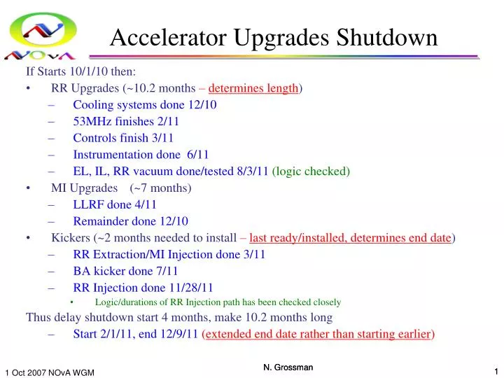 accelerator upgrades shutdown