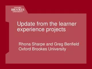 Update from the learner experience projects